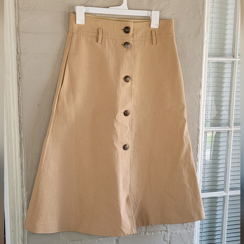 Philosophy Tan A-Line Midi Skirt